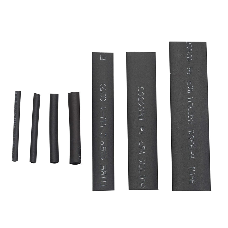 127pcs Black Heat Shrinkable Tube Cable Insulation Sleeve Waterproof Electronic Lated Polyolefin Sheathed Shrink Tubing - ALPENZO