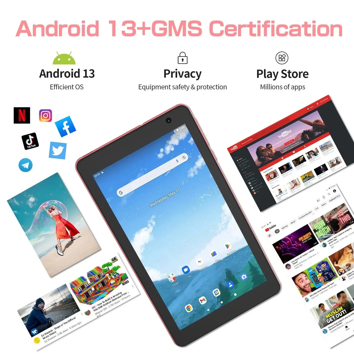 PRITOM 8 Inch Tablet Android 13, 8GB(4+4 Expand) RAM 64GB ROM,1TB Expand,1280x800 IPS Screen 5000MAH Battery,Dual Camera, WiFi - ALPENZO