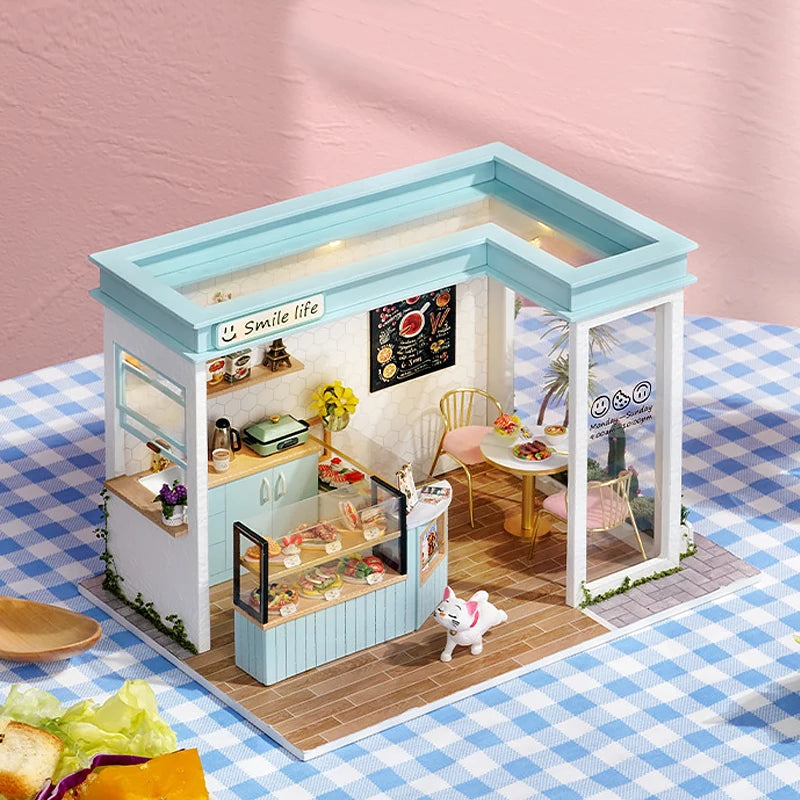 Wooden Miniature Doll House DIY Small House Kit 3D Puzzle Assemble Building Model Home Bedroom Decoration With Furniture Gifts ALPENZO