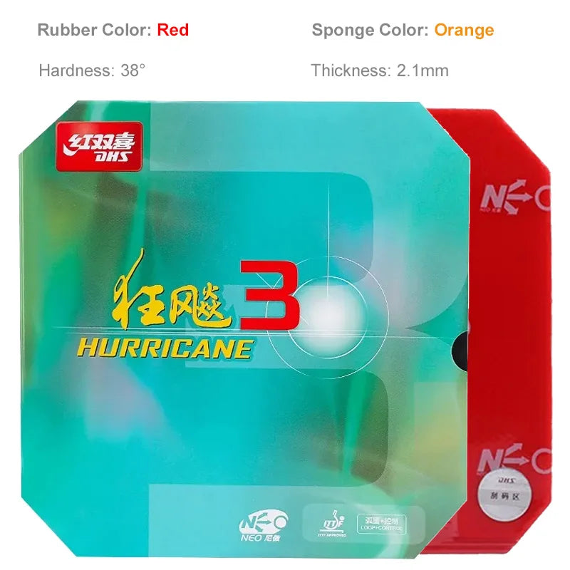 Original DHS Neo Hurricane 3 Table Tennis Rubber Sticky Professional Ping Pong Rubber with High-dense Sponge for Attack Loop