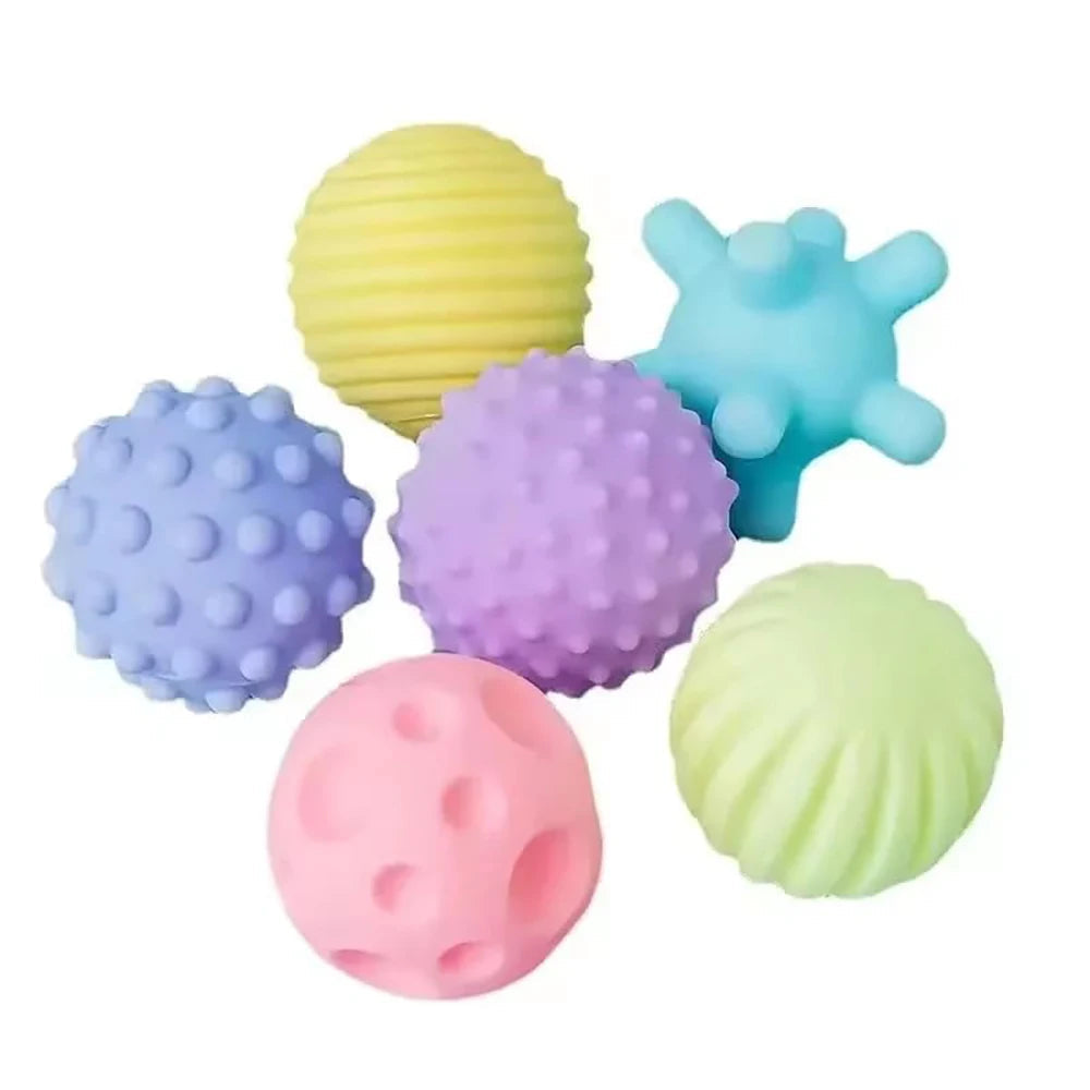 6Pcs Textured Multi Ball Set Develop Tactile Senses Toy Baby Touch Hand Ball Toys Training Ball Massage Soft Balls Kids Gifts ALPENZO