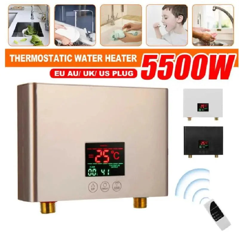 110V/220V Instant Water Heater 3000W/5500W Wall-Mounted Electric Heaters for Bathroom Hot Water Shower and Home Kitchen Heating - ALPENZO