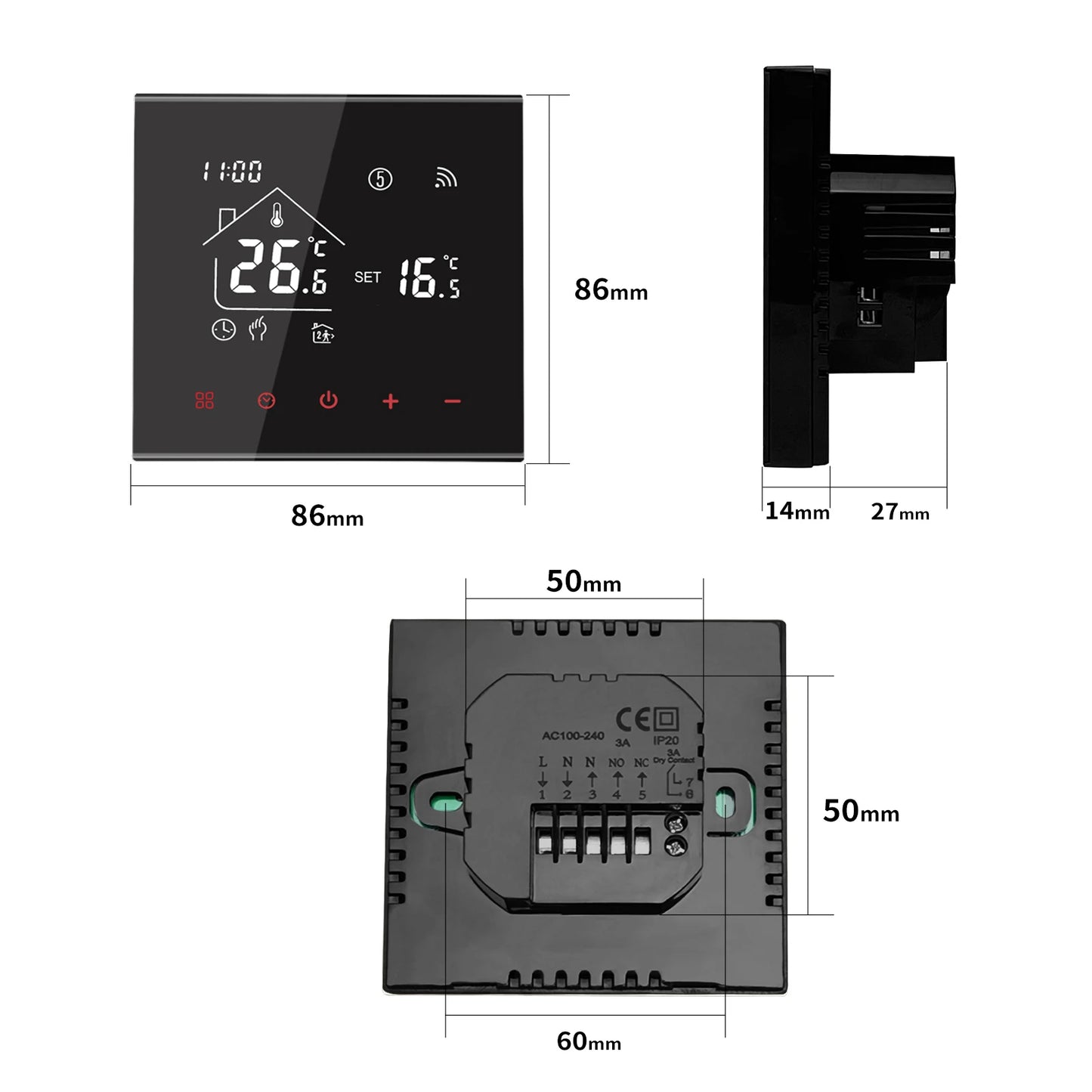 MINCO HEAT M4A Warm Floor Thermostat Tuya WiFi 3A 16A Electric/Gas Boiler/Water Heating Temperature Controller 1PC - ALPENZO