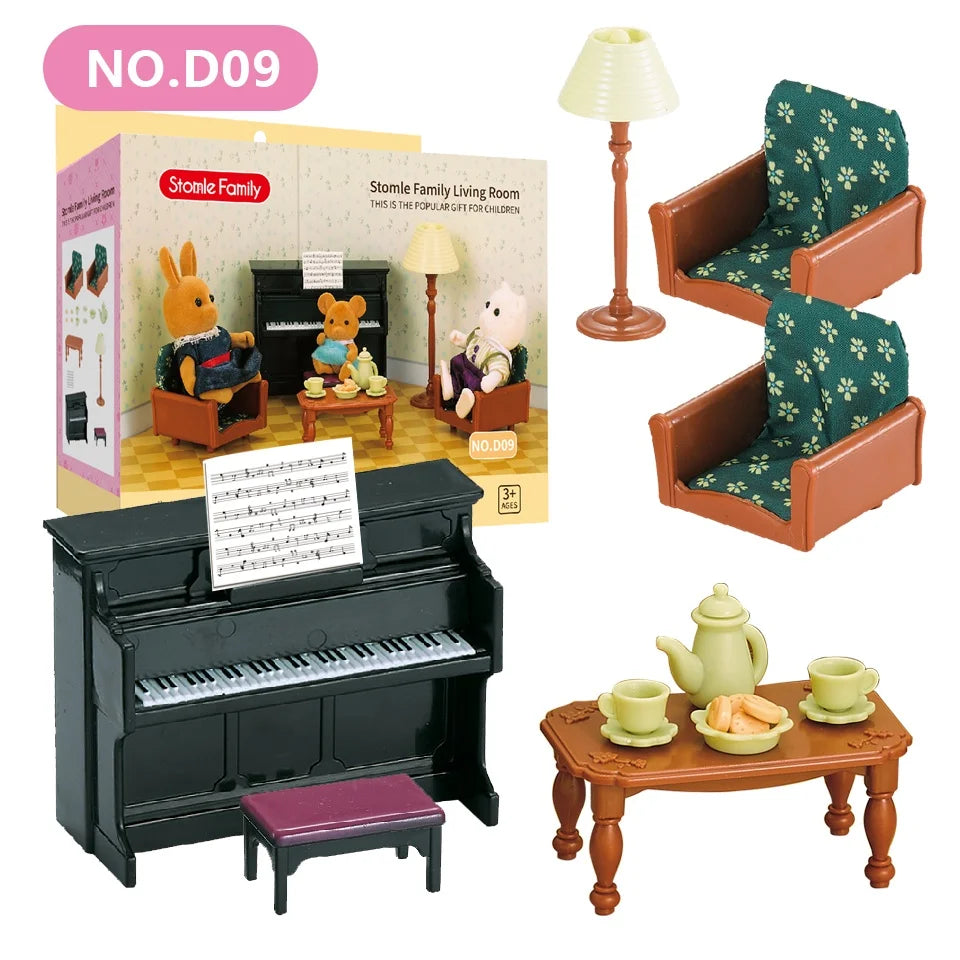 1:12 Miniature Furniture Forest Family Kitchen Toy Dining Table Dollhouse Accessories Bathroom Pretend Play For Girl Gifts Toys ALPENZO