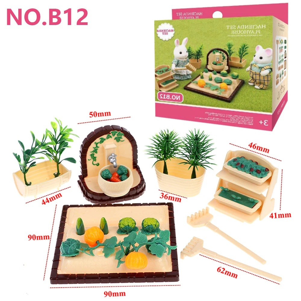 Forest Animal Family Dollhouse Furniture 1/12 Miniature Toys Girl Dolls Accessories Bedroom Bathroom Dollhouse Kit For Dolls ALPENZO