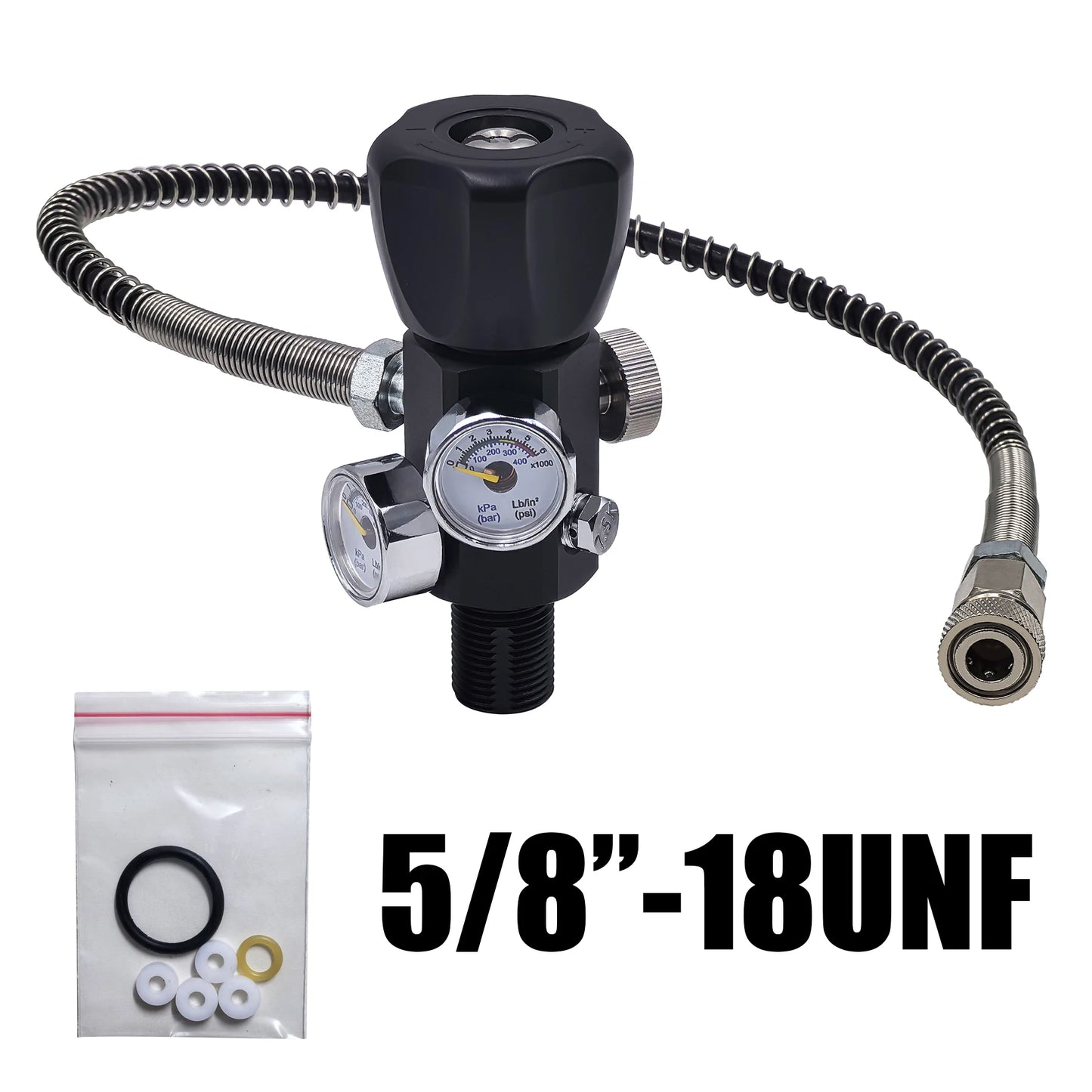 DIN Valve Fill Station Adapter 4500psi/300bar with 20inches Hose Dual Gauge for Charging Scuba Tank Diving