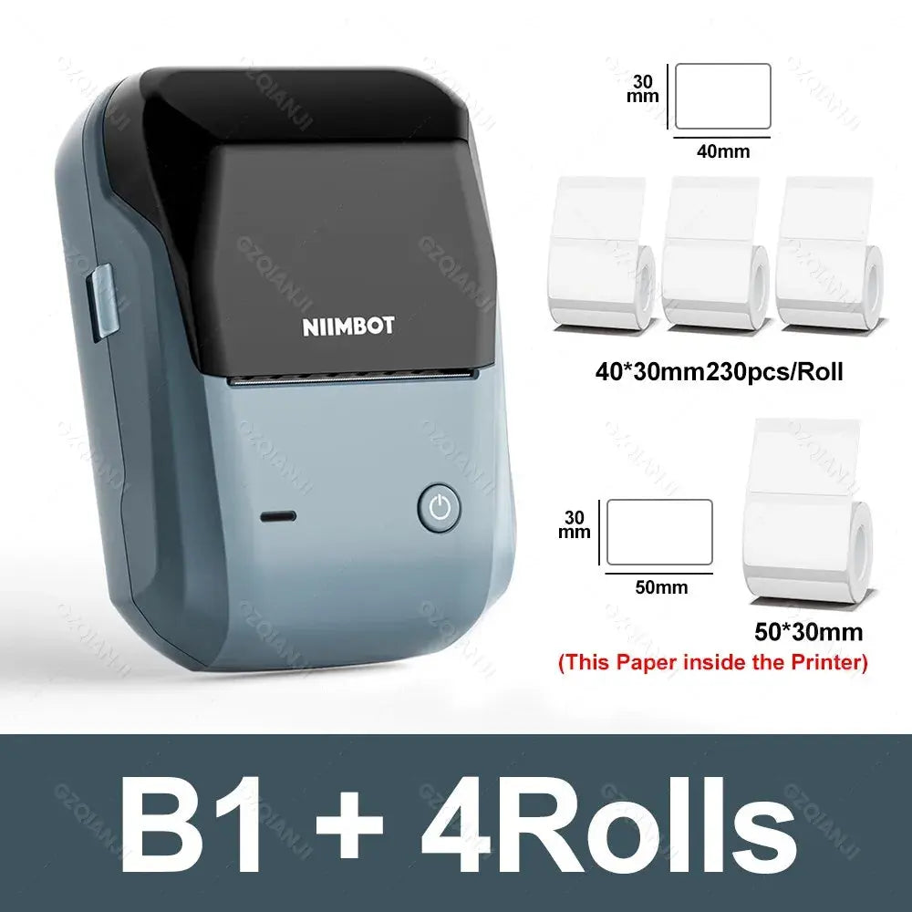 NIIMBOT B1 Portable Thermal Printer With Tapes 2 Inch Adhesive Label Machine Mini Bluetooth Sticker Maker Waterproof Labels Roll - ALPENZO