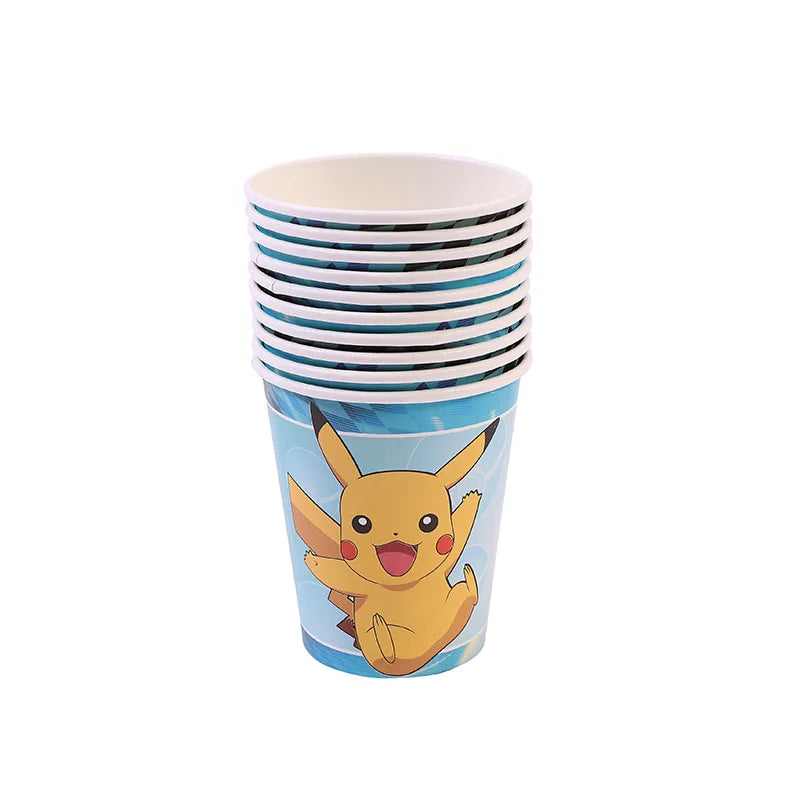 Cartoon Pikachu Theme Birthday Party Disposable Tableware Set Balloons Decorations Photo Props Background Pokemon Party Supplies ALPENZO
