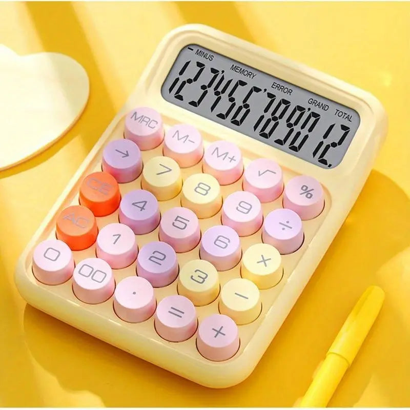 1pc Keyboard Calculator Office 12-digit Mechanical Calculator Cute Candy Color Calculator Desktop Stationery ALPENZO