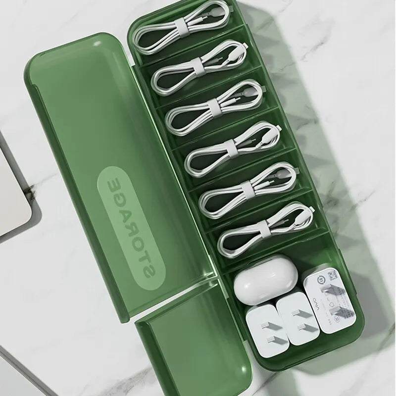 With 7 Compartments Organizer Charger Cord Storage Box Data Cable Storage Case Reusable Cable Storage Box For Home Travel New ALPENZO