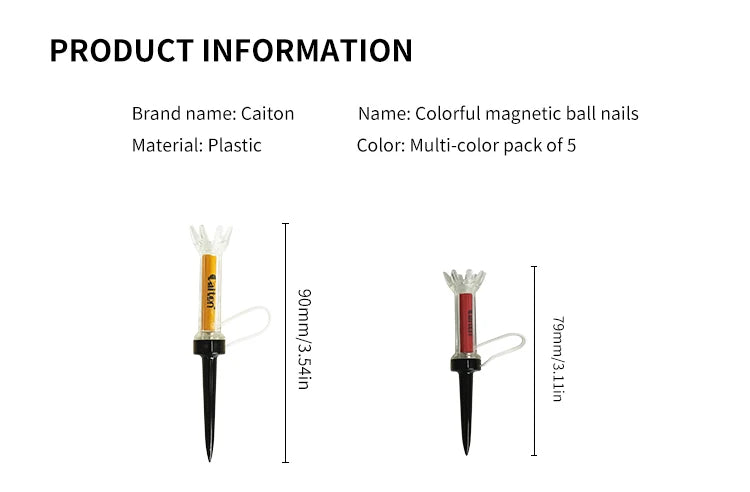 Improve Your Golf Game with the Caiton 5pcs Magnetic Plastic Golf Tee Set - 360degree Bounce