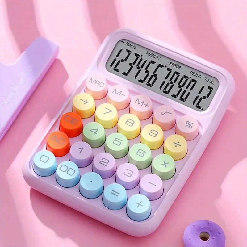 1pc Keyboard Calculator Office 12-digit Mechanical Calculator Cute Candy Color Calculator Desktop Stationery ALPENZO