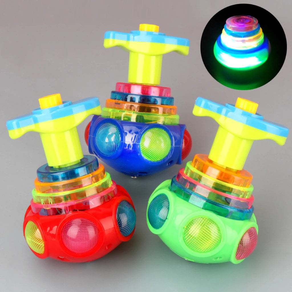1 PCs Random Color Luminous Music Rotating Gyroscope Outdoor Toys Colorful Lights Luminous Toys Notes ALPENZO