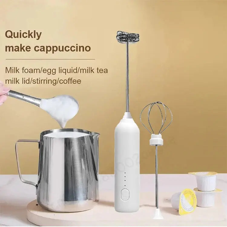 Wireless Milk Frother Electric Type-C Handheld Blender Stainless Steel Mini Coffee Maker Whisk Mixer For Coffee Cappuccino Cream - ALPENZO