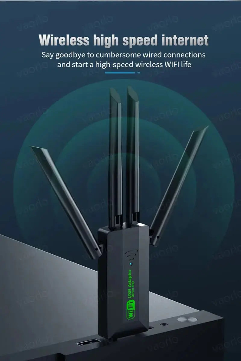 Original 4 Antennas 1200Mbps WiFi USB 3.0 Adapter 2.4G/5GHZ Dual Band WiFi Dongle Wireless Network Card 802.11AX For Win 10/11 - ALPENZO