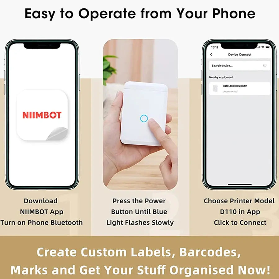 Niimbot D110 Mini Portable Thermal Printer Without Ink Self-Adhesive Label Maker Printer For Stickers Labeller Labeling Machine - ALPENZO