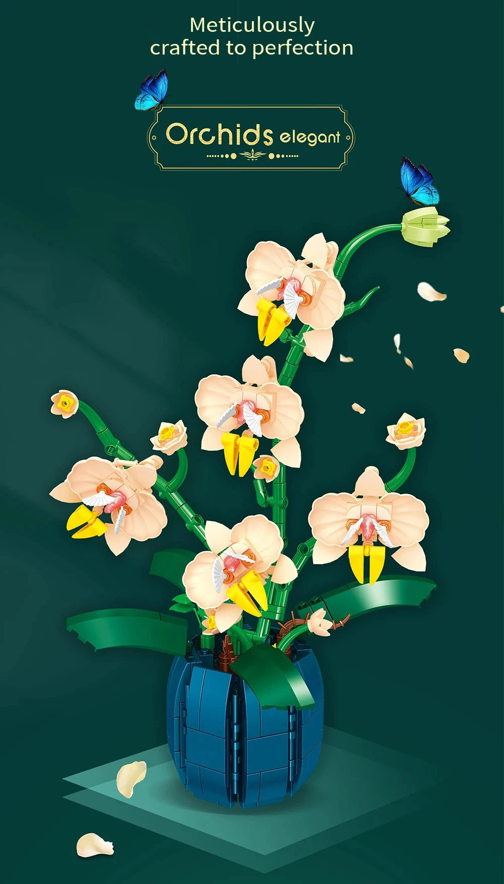 616PCS Orchid Building Blocks Flowers Bouquet Flower Blocks Bonsai Plant Model Bricks Romantic Home Decoration Toy For Kids Gift ALPENZO
