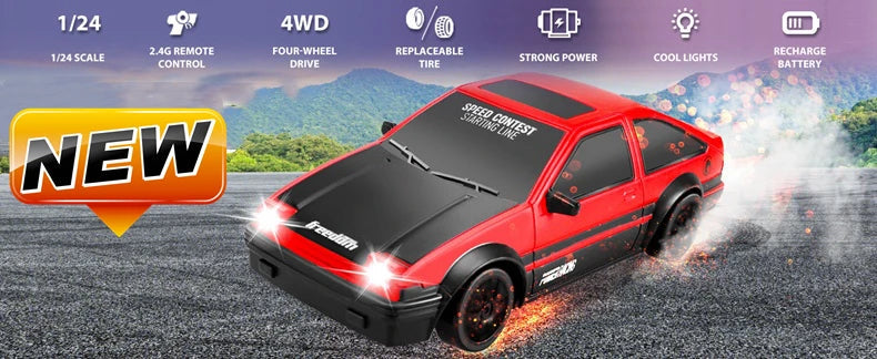 2.4G High speed Drift Rc Car 4WD Remote Control AE86 Model GTRPRO Vehicle Car RC Racing Cars Toy for Children Christmas Gifts ALPENZO