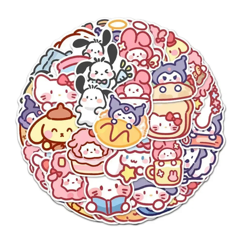 100PCS Cute Cartoon Sanrio Stickers My Melody Kuromi Handbag Decoration Stickers Cinnamoroll Children's Gift Sticker Toy Decals ALPENZO
