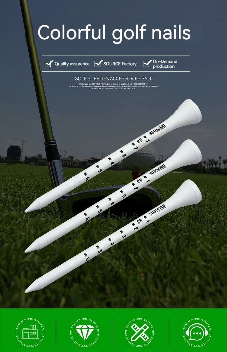 PGM 50pcs Durable Wooden Golf Seats Stabilizes Ball On The Course to Maintain a Perfect Tee Level and Improve Accuracy TE012