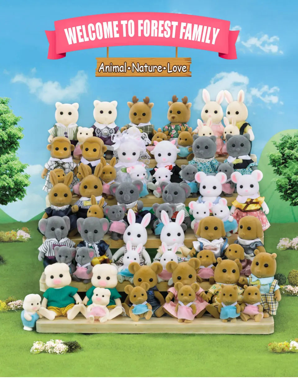 Rabbit Doll 1/12 Micro Dollhouse Reindeer Sheep Elephant Squirrel Family Kitchen Toy Miniature Furniture Set Girl Toy Gift ALPENZO