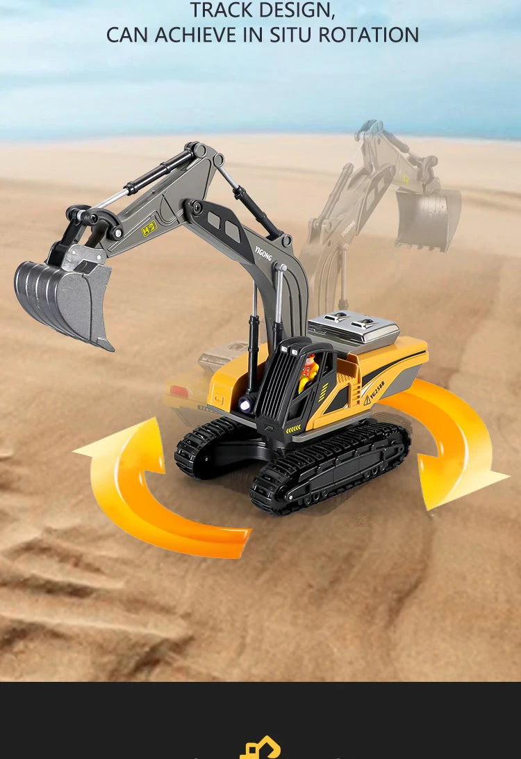 RC Excavator Dumper Car 2.4G Remote Control Engineering Vehicle Crawler Truck Bulldozer Toys for Boys Kids Christmas Gifts ALPENZO