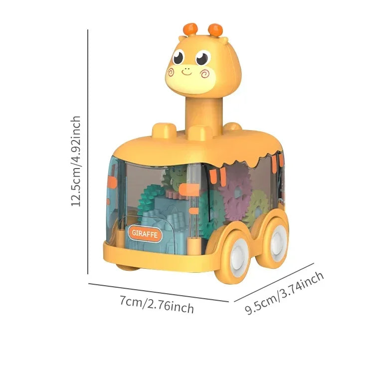 Press Gear Car Children's Toy Car Pull Back Boy Children Inertial Car Puzzle Animals Car ALPENZO