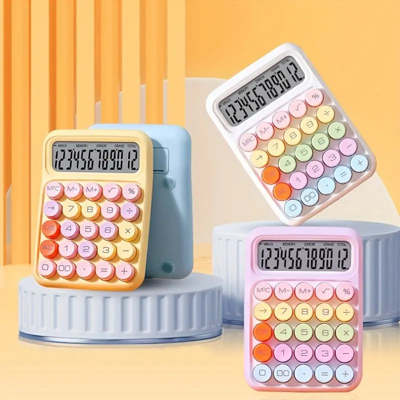 1pc Keyboard Calculator Office 12-digit Mechanical Calculator Cute Candy Color Calculator Desktop Stationery ALPENZO