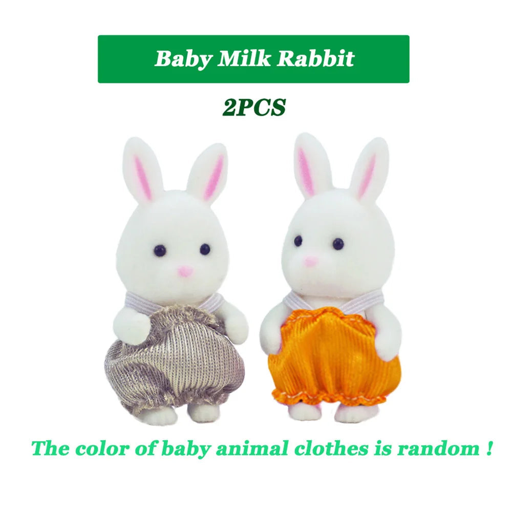 Rabbit Doll 1/12 Micro Dollhouse Reindeer Sheep Elephant Squirrel Family Kitchen Toy Miniature Furniture Set Girl Toy Gift ALPENZO