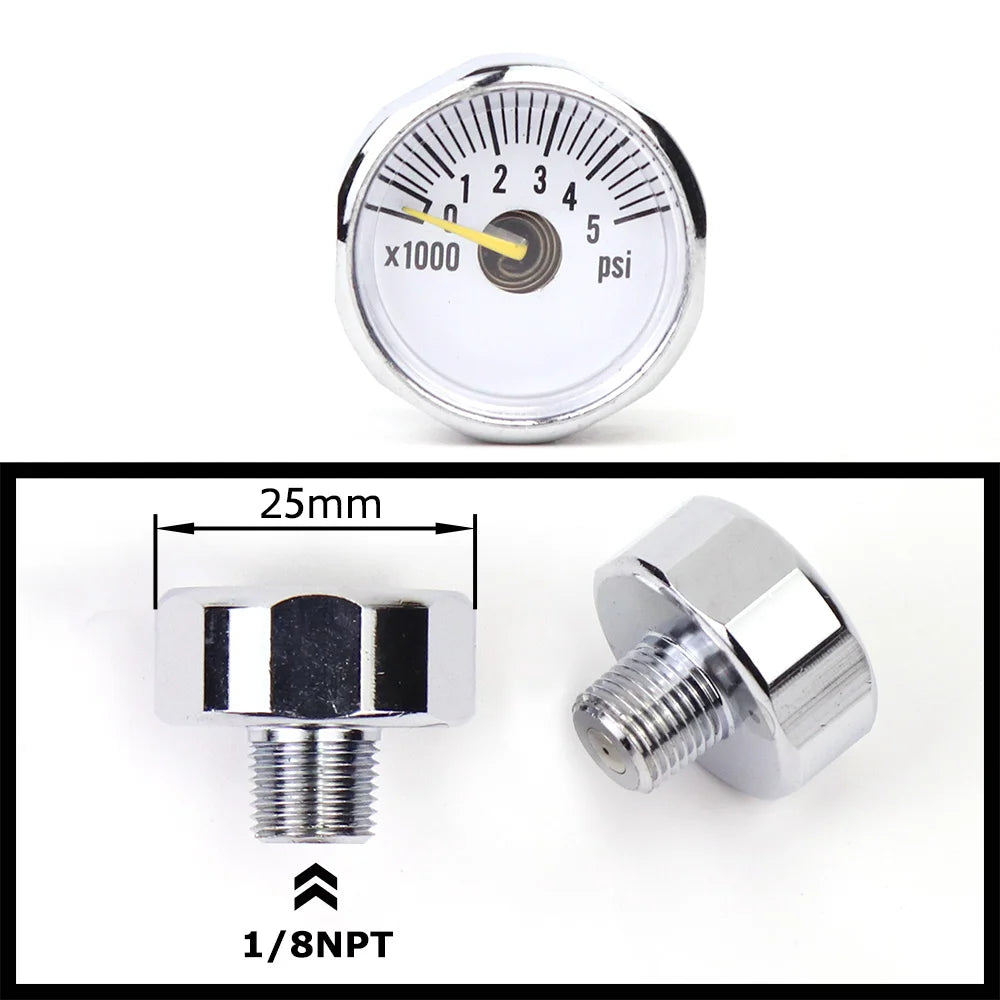 Air Mini Micro Pressure Gauge Manometre Manometer | Thread 1/8BSP(G1/8) 1/8NPT M10 M8 | 30PSI 300PSI 5000PSI 6000PSI 350BAR
