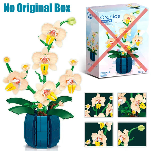 Orchid Flowers Building Blocks Bonsai Plant Model Bricks Bouquet Flower Blocks Creative Romantic Home Decoration Kids Toys Gifts ALPENZO