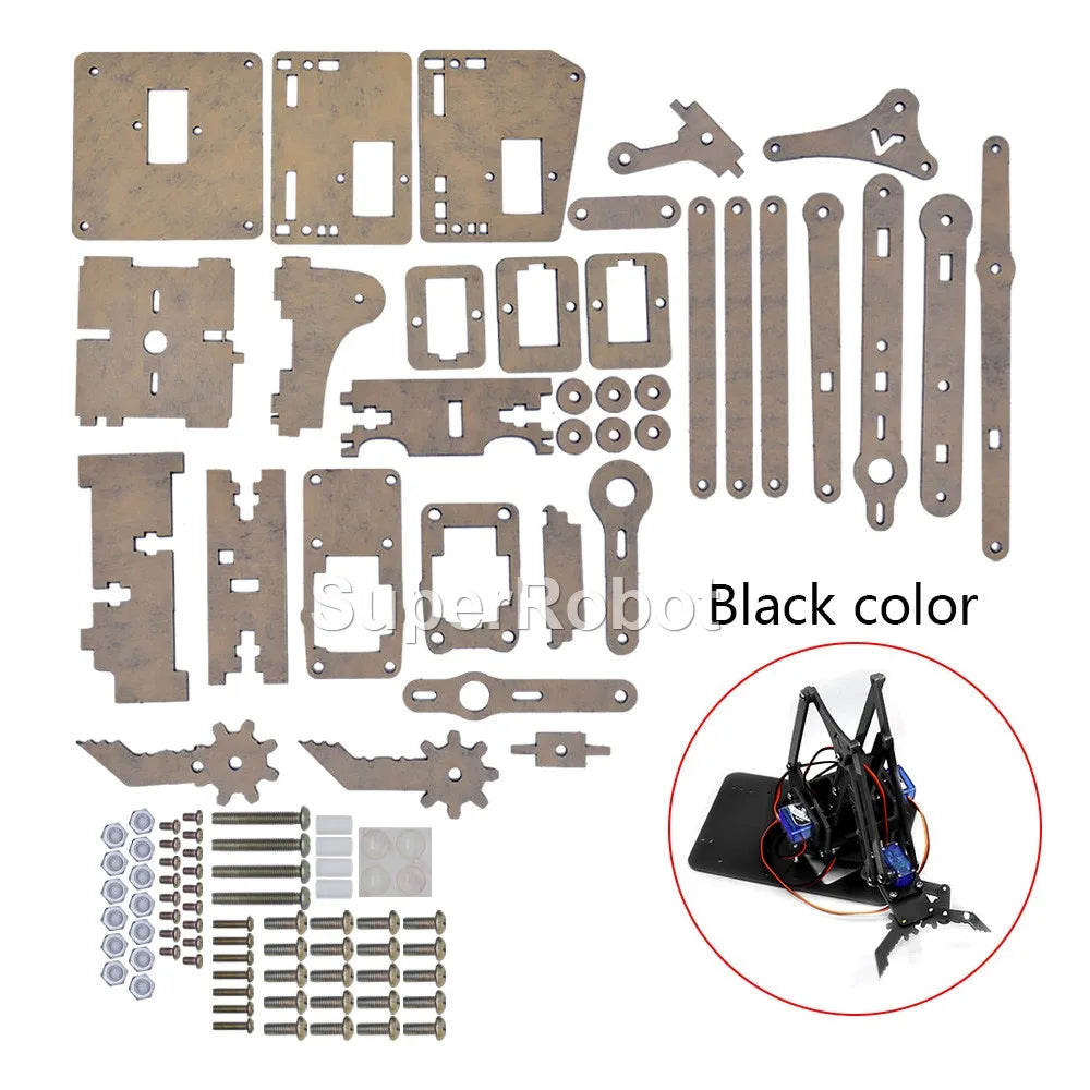 SG90 MG90S 4 Dof Unassembly Acrylic Mechanical Robot Manipulator Claw Kit For Arduino Robot Arm STEAM Kit Programming Robot Arm ALPENZO