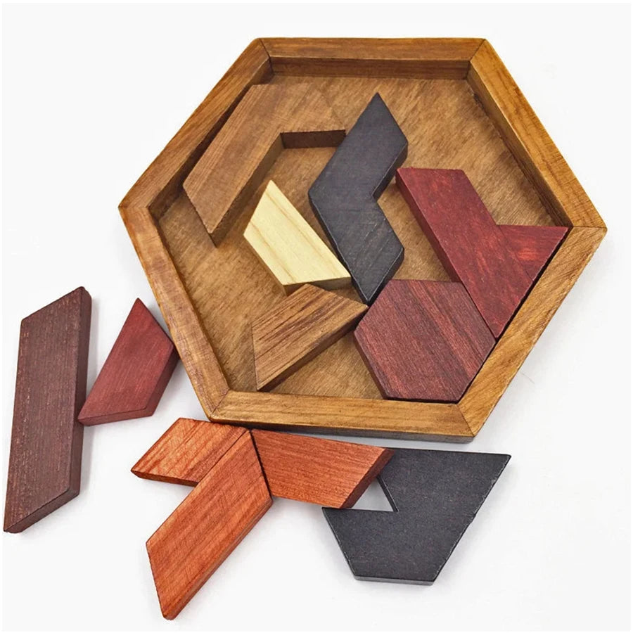Wooden Tangram Jigsaw DIY Puzzle Kids Learning Educational Toys for Children Thinking Training Wood Toy Puzzles Montessori Games ALPENZO