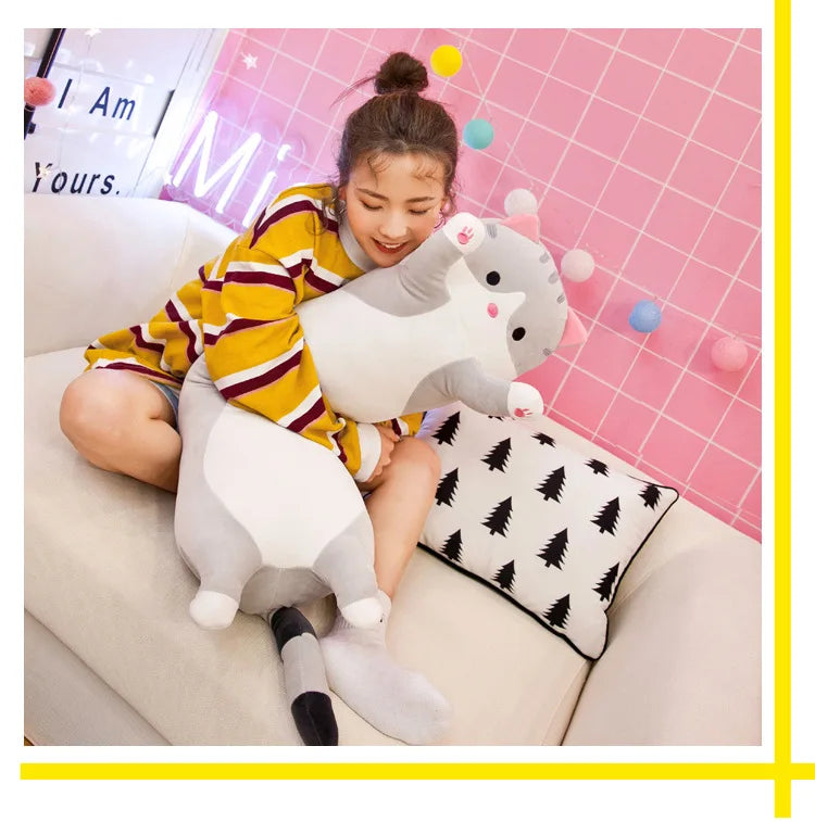 50-70cm Long Cat Plush Toys Cute Animal Cat Creative Long Soft Toys Office Break Nap Sleeping Pillow Stuffed Gift Doll For Kids ALPENZO