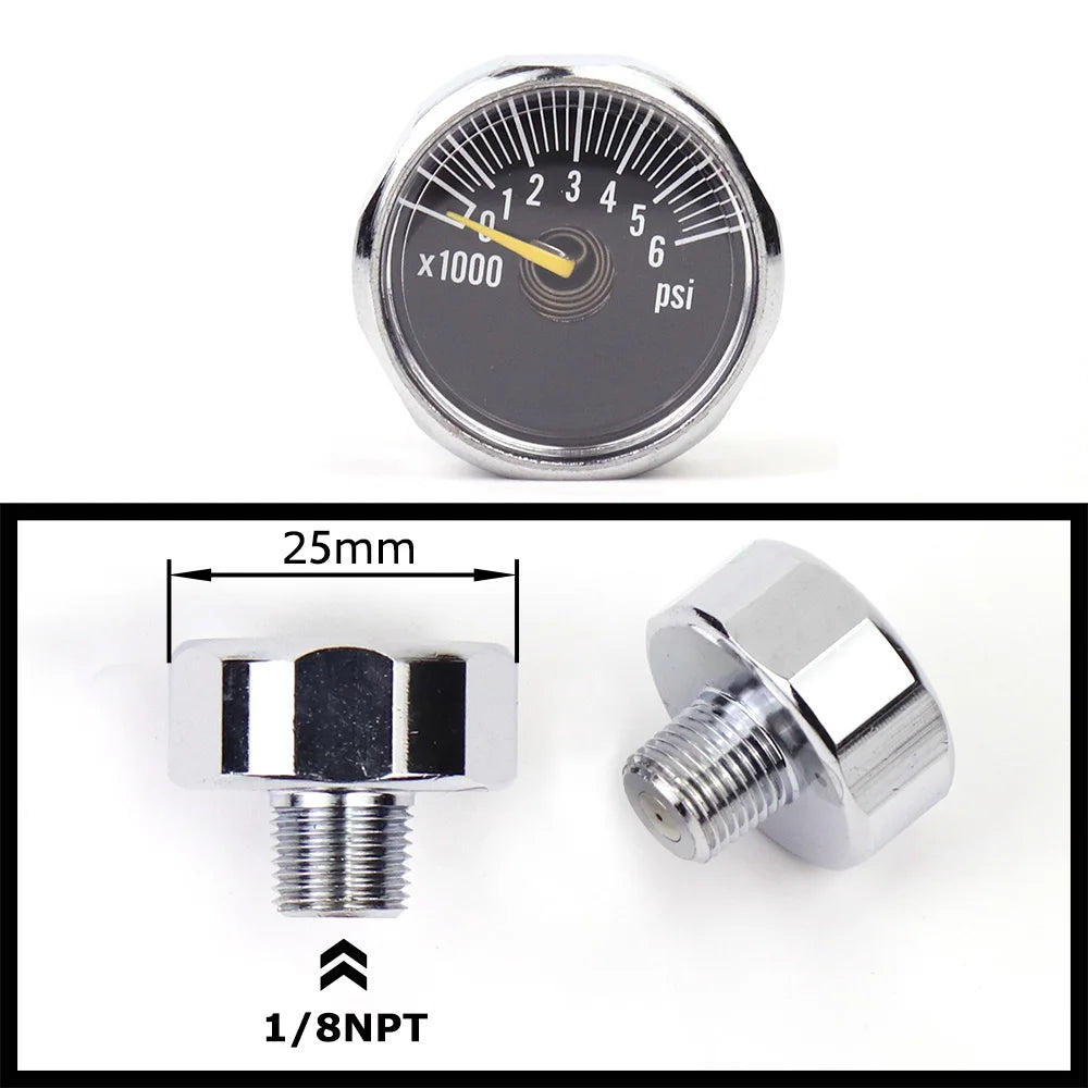 Air Mini Micro Pressure Gauge Manometre Manometer | Thread 1/8BSP(G1/8) 1/8NPT M10 M8 | 30PSI 300PSI 5000PSI 6000PSI 350BAR