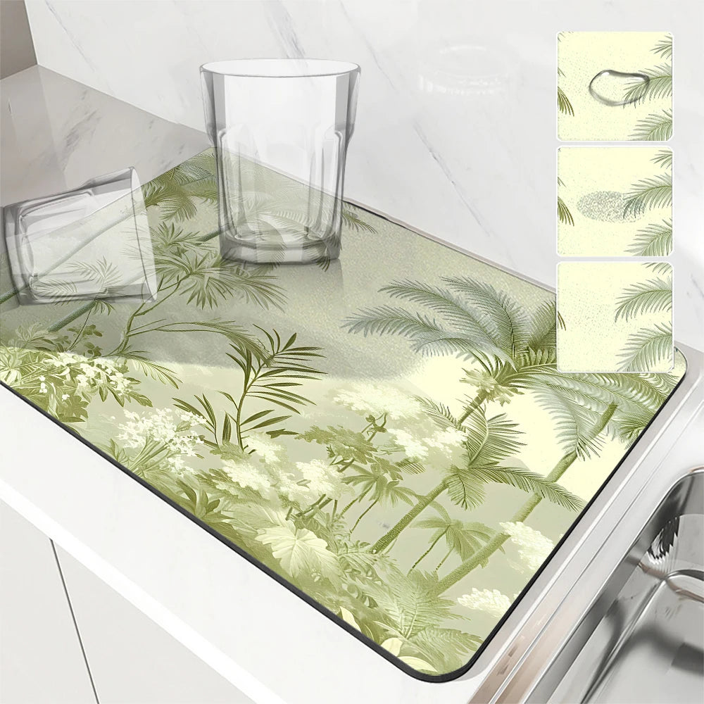 VIKAMA Kitchen tableware diatomaceous earth impermeable drainage mat heat insulation non-slip bathroom doormat home decoration - ALPENZO