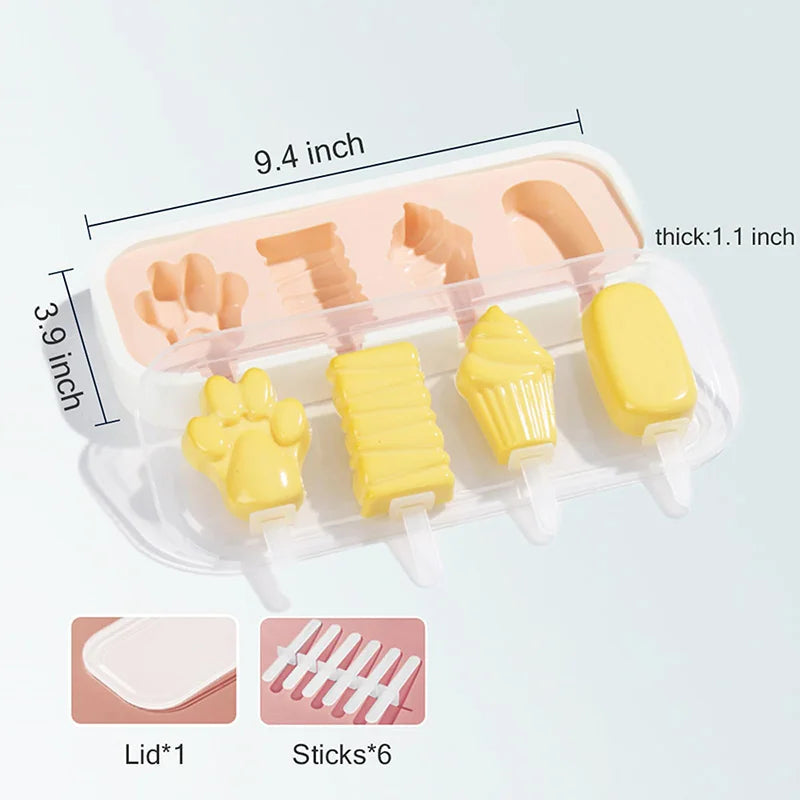 Popsicles Molds Kids Baby Cute Shapes Silicone Mini Popsicle Molds BPA Free Reusable Ice Cream Mold Popsicle Maker Homemade Set ALPENZO