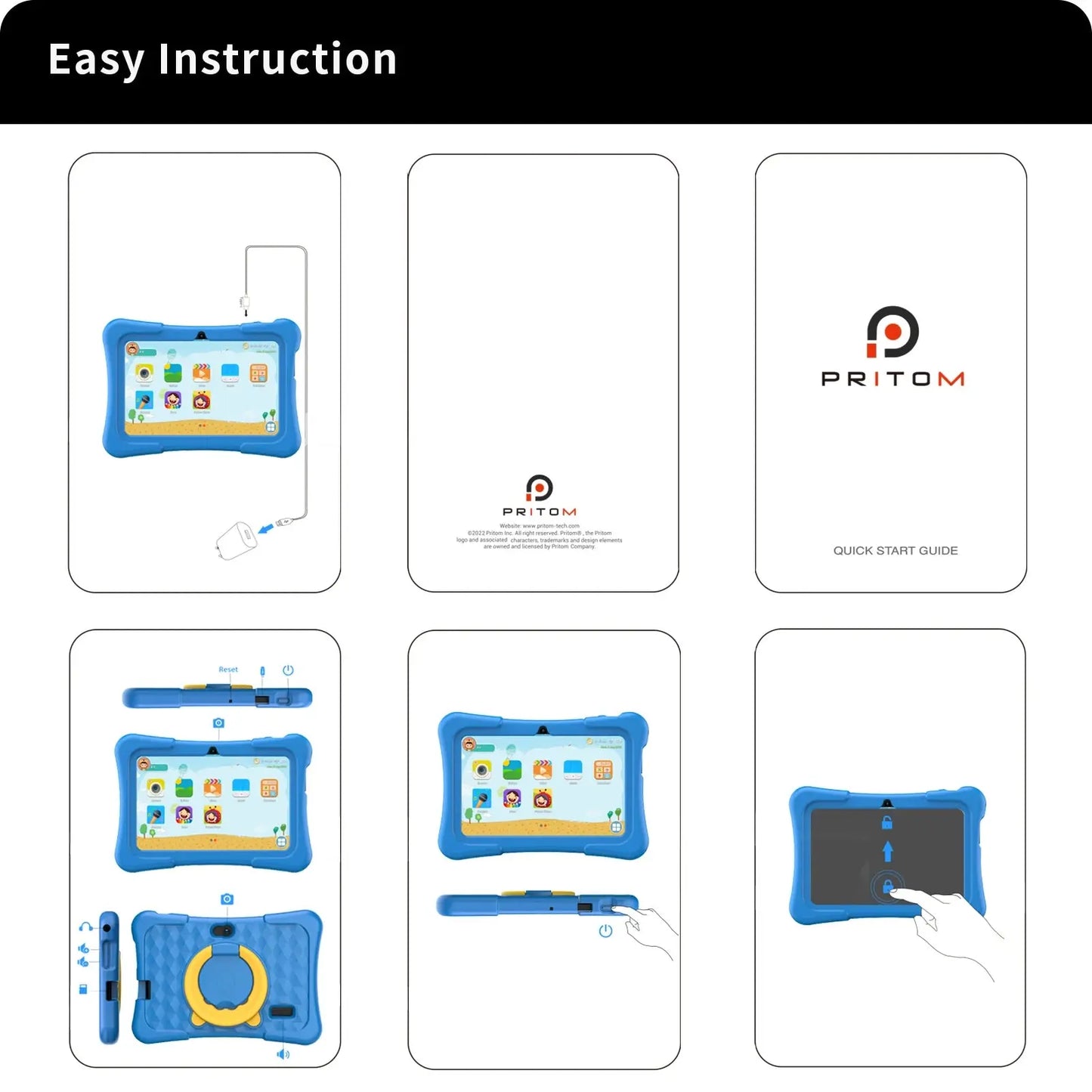 PRITOM Tablet for Kids 7 Inch Android 11 32 GB WiFi Bluetooth Dual Camera Educational Software Installed with Proof Case - ALPENZO