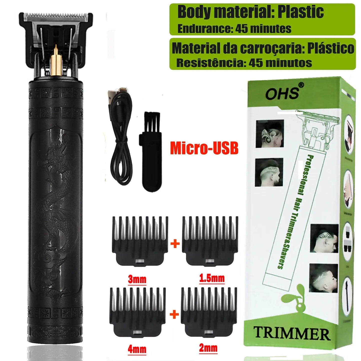 OHS Electric Hair Clipper Professional USB Cordless Clipper Professional Beard Trimmer Haircut Grooming Kit Hair Cutting Machine - ALPENZO