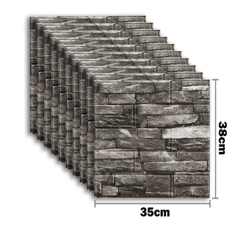 10pcs Self Adhesive Decor 3D Foam Wall Stickers Pane Room Waterproof peel and stick Brick Wallpaper for Interior Decoration - ALPENZO