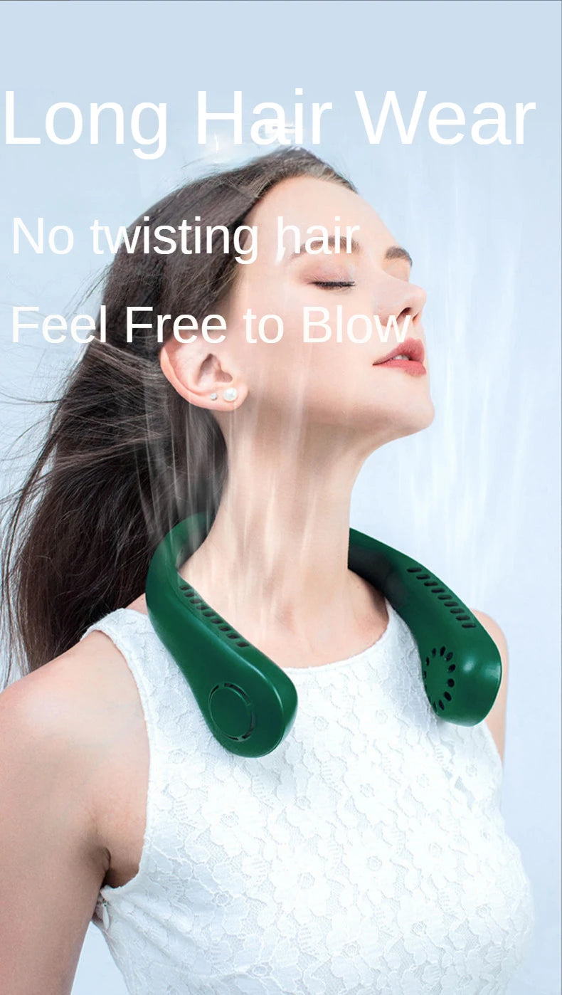 New Mini Neck Fan Portable Bladeless Hanging Neck 1200mAh Rechargeable Air Cooler 3 Speed Mini Summer Sports Fans ALPENZO