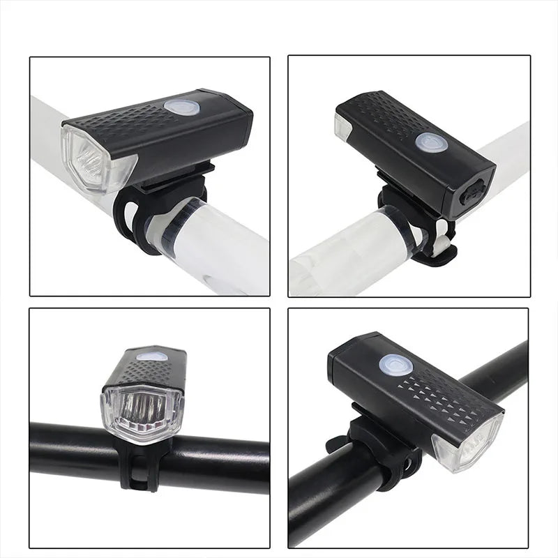 USB Rechargeable Bike Lights Set Bicycle Front Light Rear Lamp Easy to Install 3 Modes Headlight Taillight Cycling Accessories