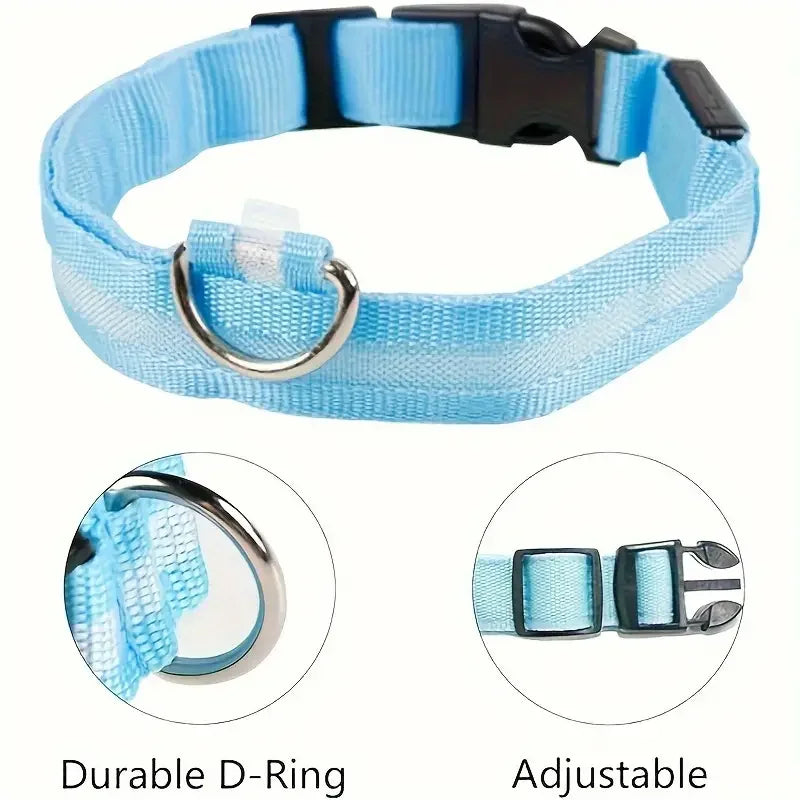 Nylon LED Night Safety Flashing Glow In The Dark Dog Leash Dogs Luminous Fluorescent Pet Dog Collar - ALPENZO