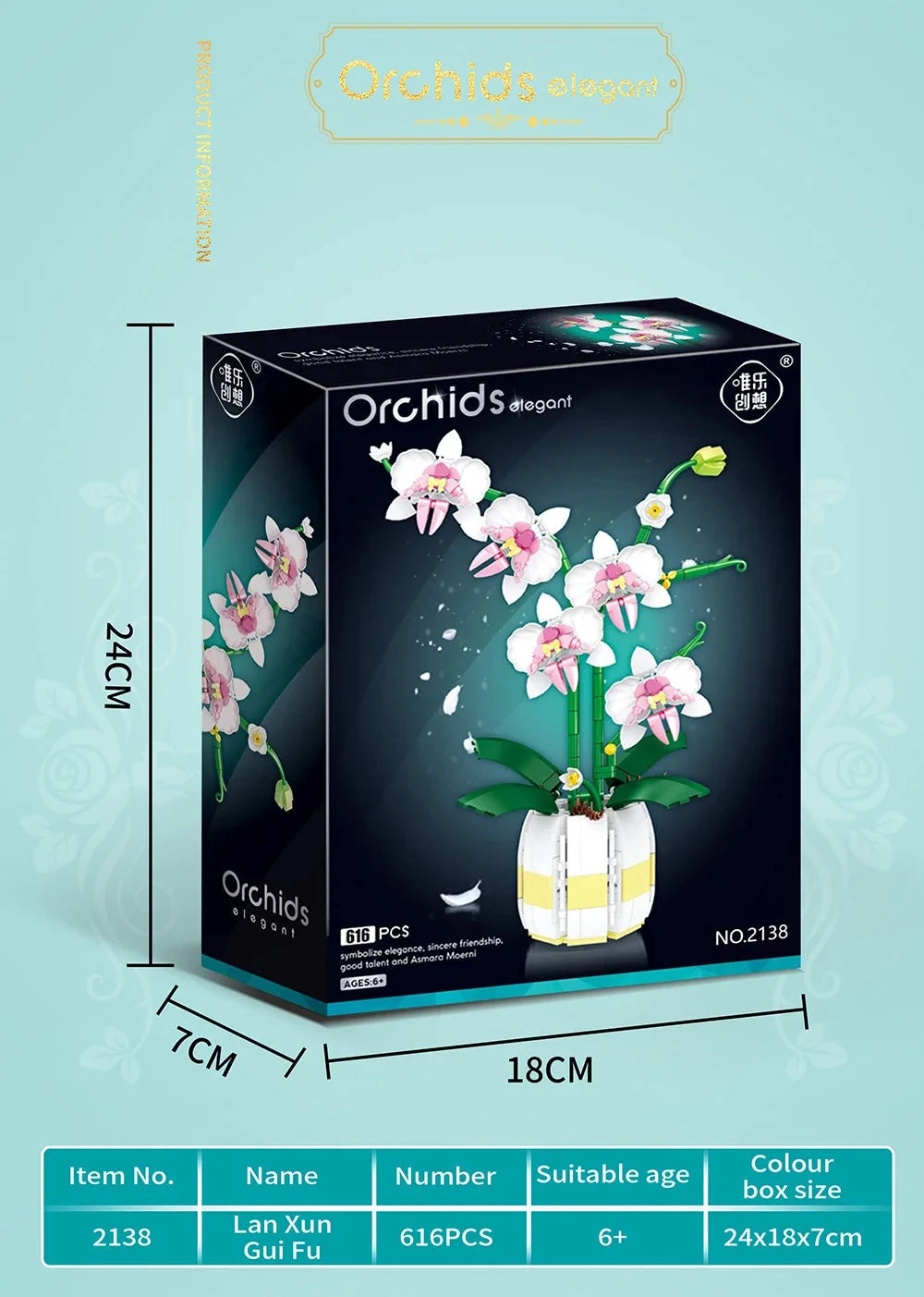 616PCS Orchid Building Blocks Flowers Bouquet Flower Blocks Bonsai Plant Model Bricks Romantic Home Decoration Toy For Kids Gift ALPENZO