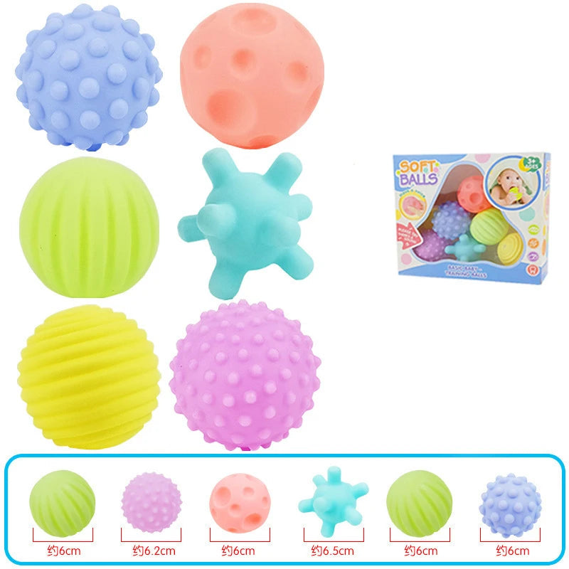 6Pcs Textured Multi Ball Set Develop Tactile Senses Toy Baby Touch Hand Ball Toys Training Ball Massage Soft Balls Kids Gifts ALPENZO