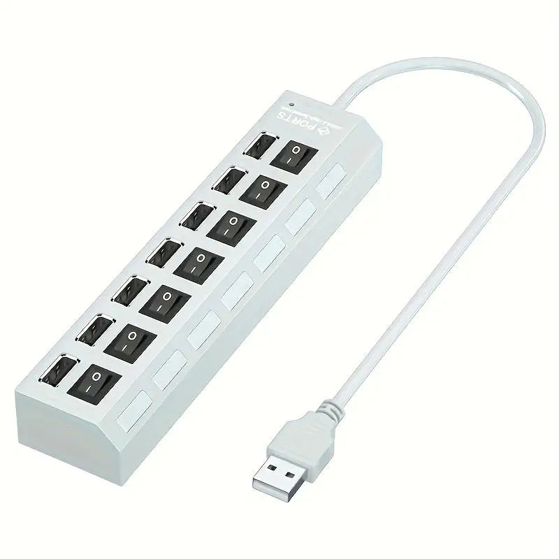 USB 2.0 Hub Multi Port USB Splitter High Speed Hub Use Power Adapter 4/7 Ports Multiple Expander Led Switch Lamp Hub For Laptop - ALPENZO