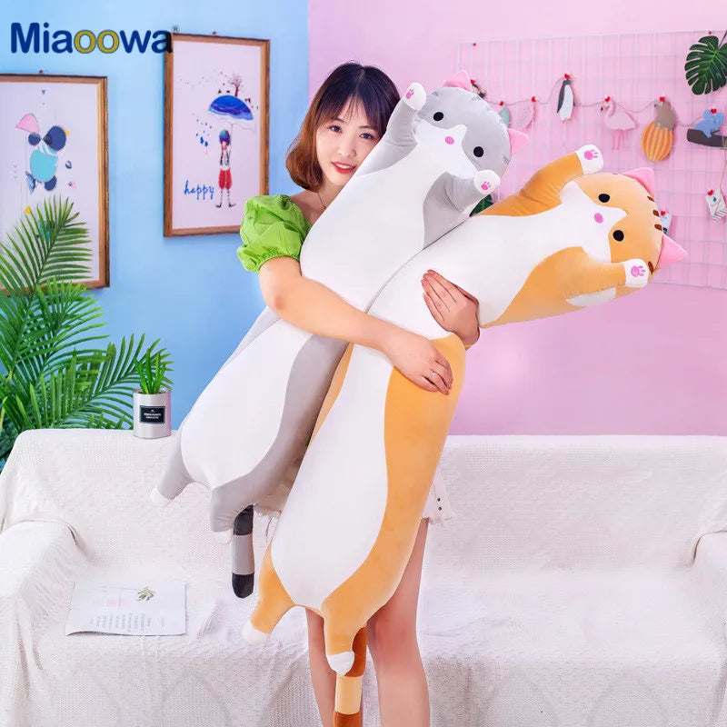 50/70cm Cute Soft Long Cat Plush Toys Stuffed Pause Office Nap Pillow Bed Sleep Home Decor Gift Doll for Kids Girl ALPENZO