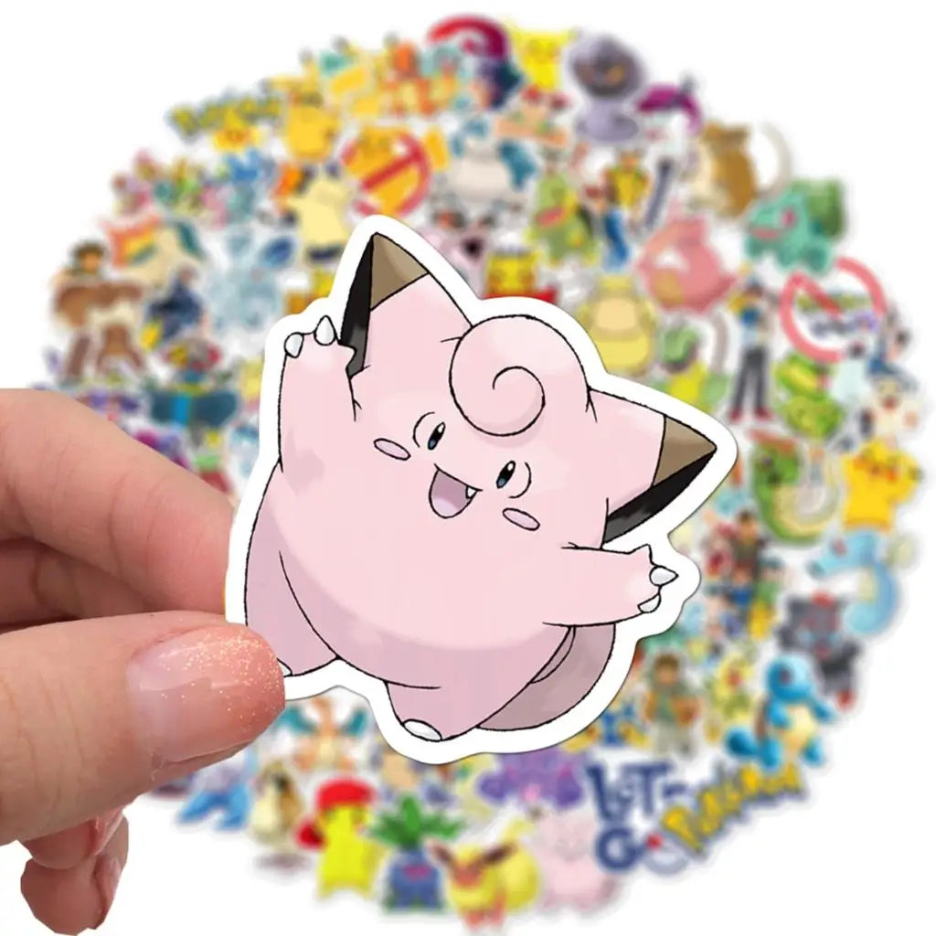 50/100Pcs Pokemon Stickers Kawaii Pikachu Skateboard Bicycle Guitar Laptop Kids Waterproof Stiker Toys ALPENZO