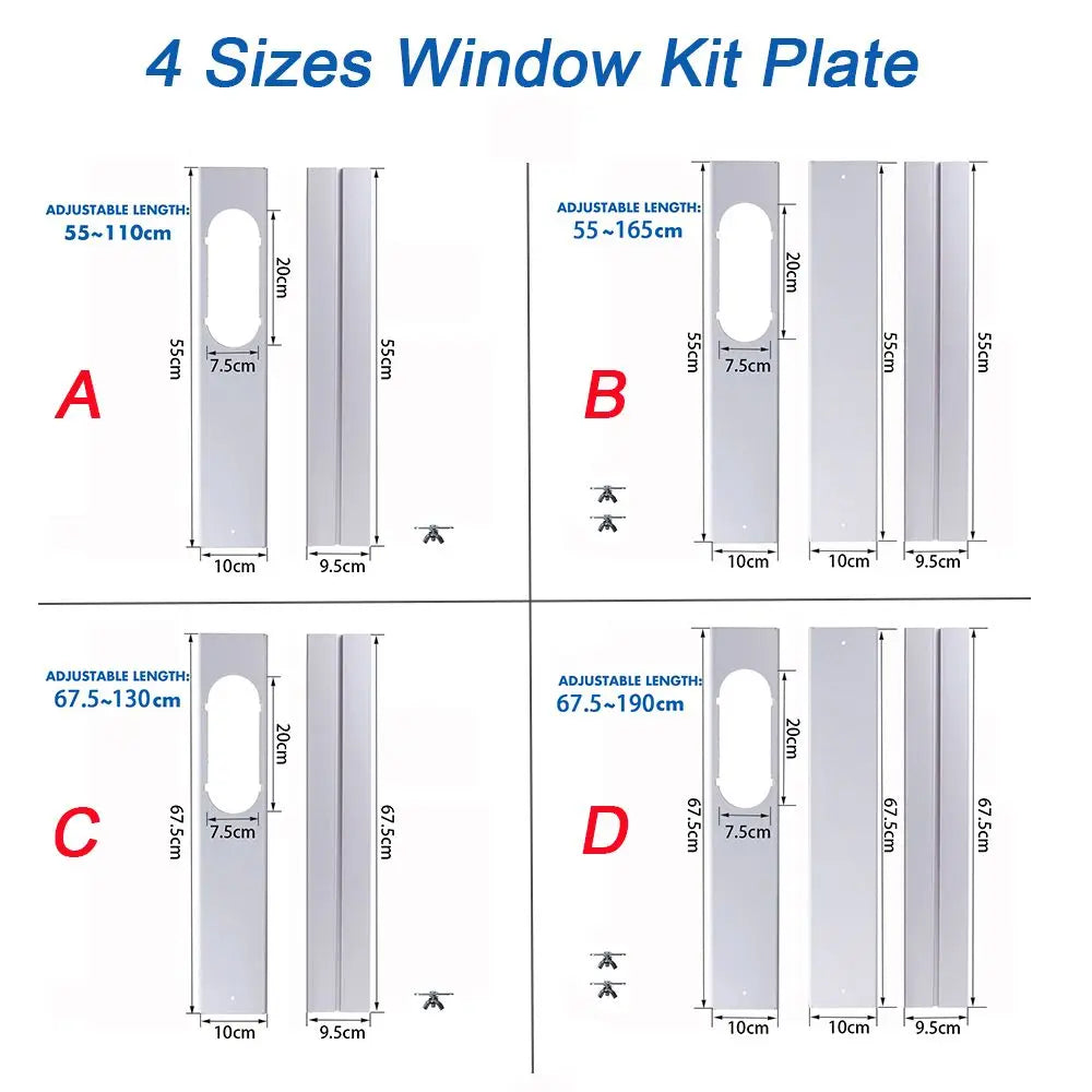 Newest Portable Window Kit Slide Plate Adjustable Adaptor Wind Shield Exhaust Hose Tube Connector Air Conditioner Accessories - ALPENZO