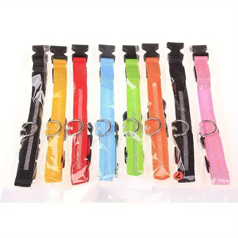 Nylon LED Night Safety Flashing Glow In The Dark Dog Leash Dogs Luminous Fluorescent Pet Dog Collar - ALPENZO